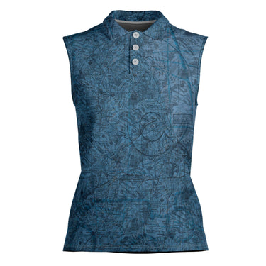 Women Polo Shirt The Chicago Blue Tropics Women's Sleeveless Polo Shirt