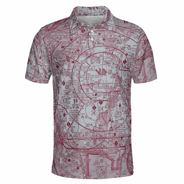 AOP Polo Shirt The DFW Maroon and Gray Aviator Polo