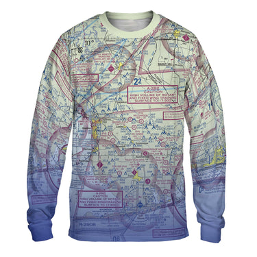AOP Long Sleeve Tee The Emerald Coast Flight Above Long Sleeve Crewneck Tee Shirt