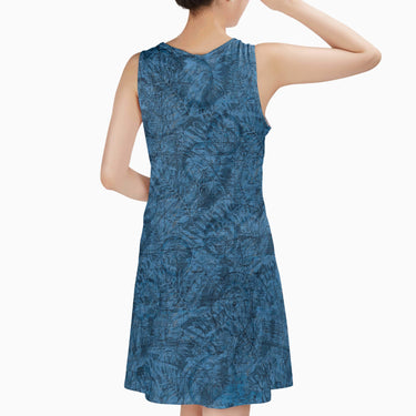 AOP Sleeveless Dress The Houston Blue Tropics Sundress