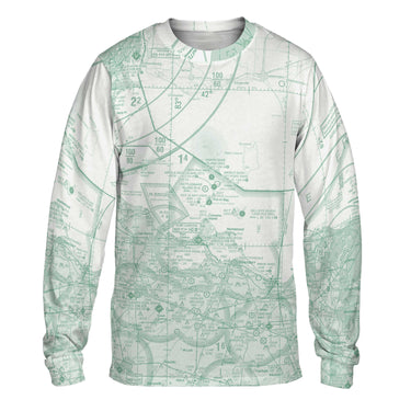 AOP Polo Shirt The Lake Erie Islands Faded Seafoam Green VFR Long Sleeve Crewneck Tee Shirt