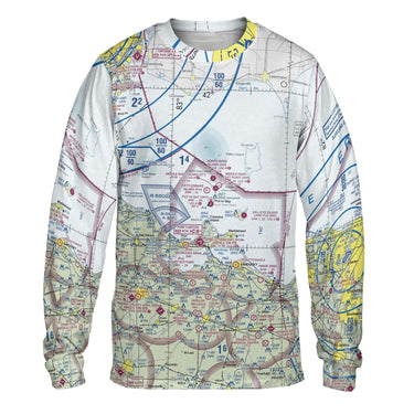 AOP Polo Shirt The Lake Erie Islands VFR Long Sleeve Crewneck Tee Shirt