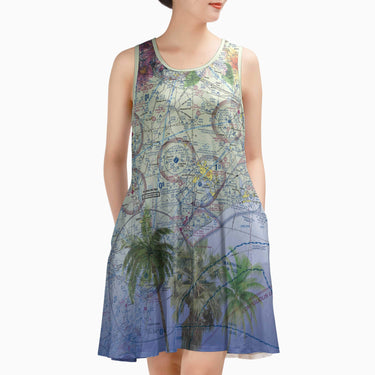AOP Sleeveless Dress The New River Tropical Palms Sundress