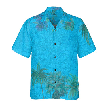 AOP Coconut Button Shirt The Newark Blue Sky with Palms Coconut Button Camp Shirt