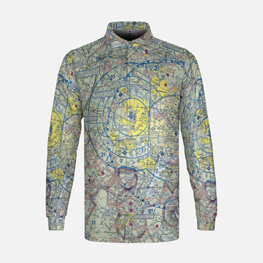 AOP Long Sleeve Polo Shirt The Washington Dulles VFR Long Sleeve Polo Shirt