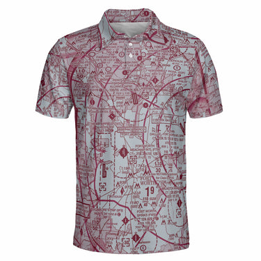 AOP Polo Shirt The West Dallas Maroon and Gray Aviator Polo