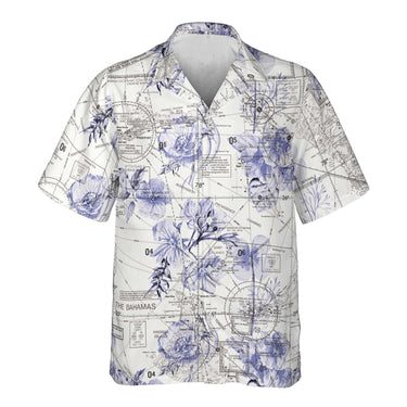 AOP Hawaiian Shirt The Amazing Bahamas Blue Floral Pocket Camp Shirt