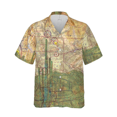 Green and tan aviation-theme Hawaiian Shirt