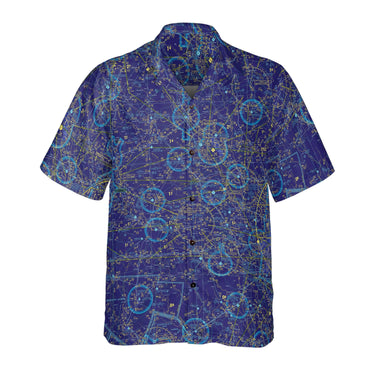 AOP Pocket Hawaiian Shirt The College Station Deep Blue Night Vision Aviator Coconut Button Camp Shirt