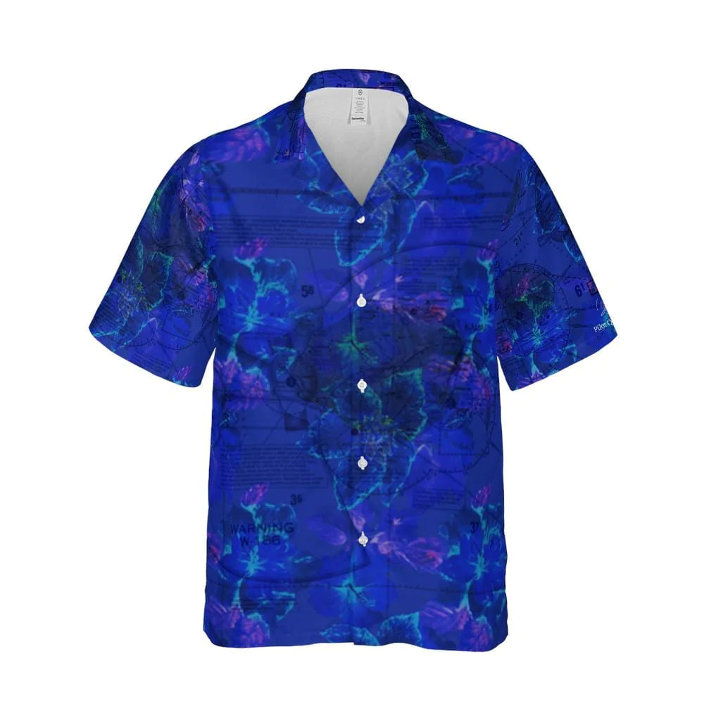 Born Aviation Lagoon Blue Hawaiian Shirt - LG