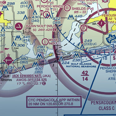 swatch from Florida coast aviation chart pattern on men's Hawaiian shirt