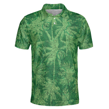 AOP Polo Shirt The Houston Deep Green Palms Men's Polo Shirt