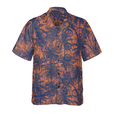 AOP Coconut Button Shirt The Palms in Orange and Blue Over Auburn VFR Coconut Button Camp Shirt