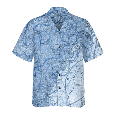 AOP Pocket Hawaiian Shirt The Portland Harbor Visual Blues Coconut Button Camp Shirt
