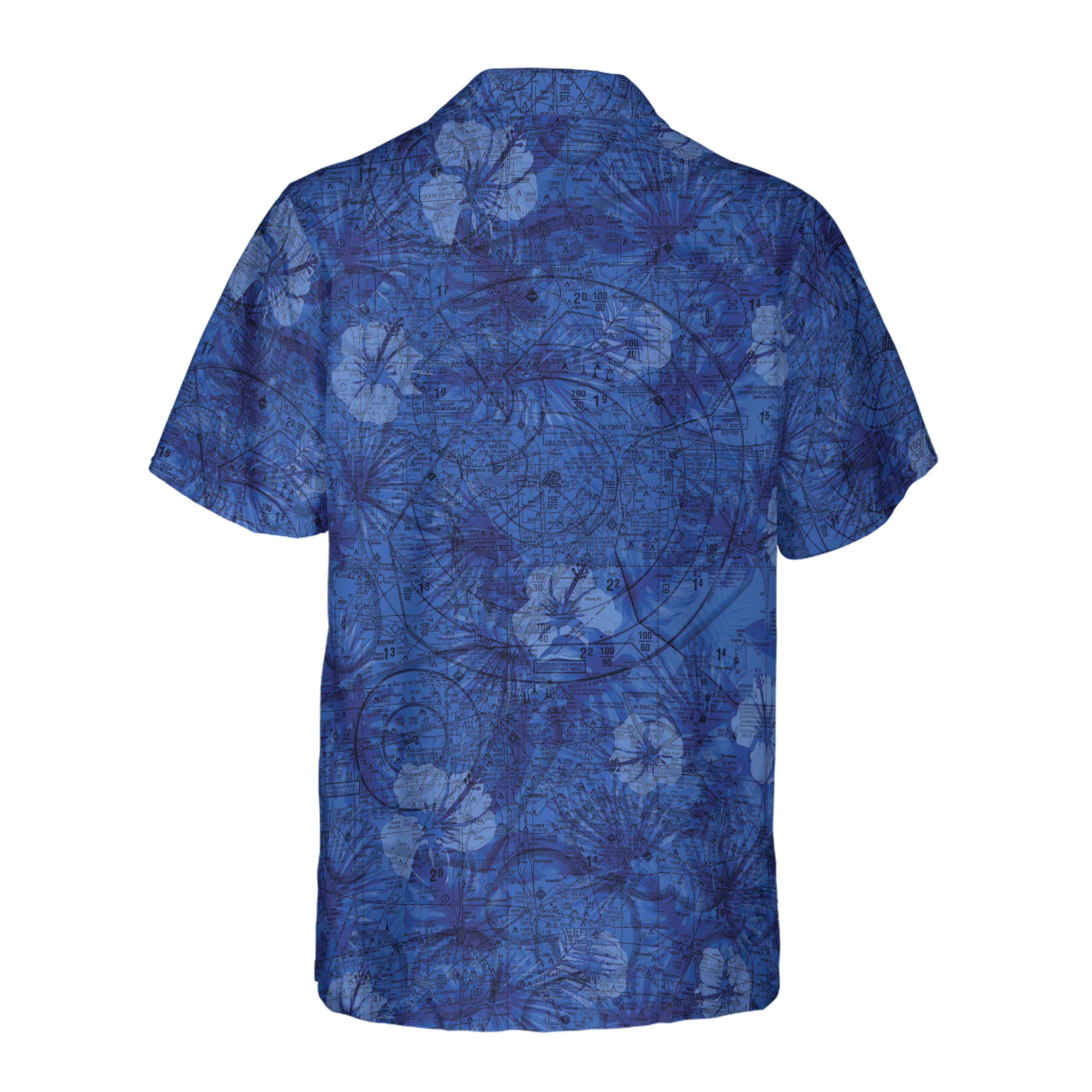 The Detroit Blue Summer Flowers Coconut Button Camp Shirt