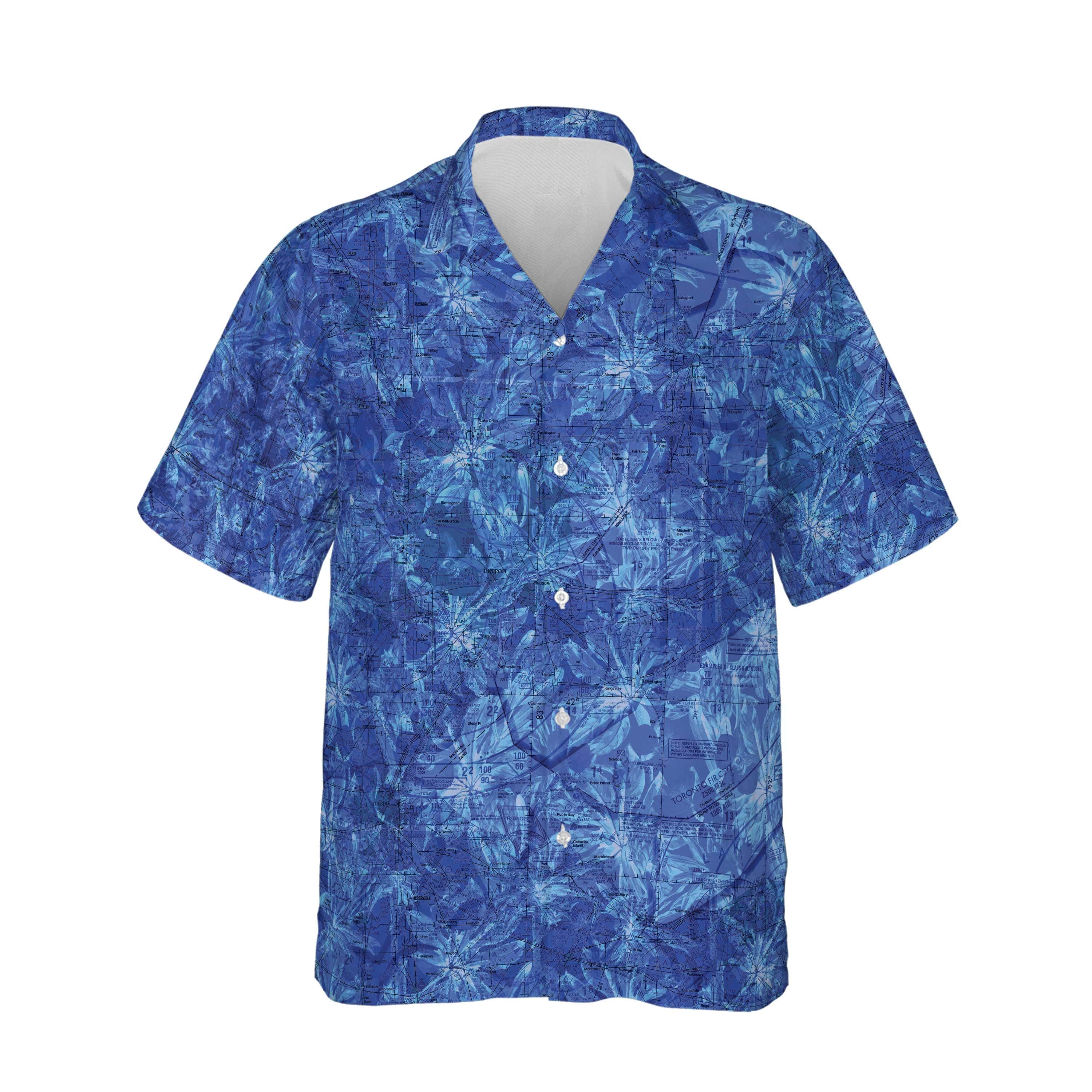 AOP Hawaiian Shirt Detroit Stealth Blue Floral Shirt