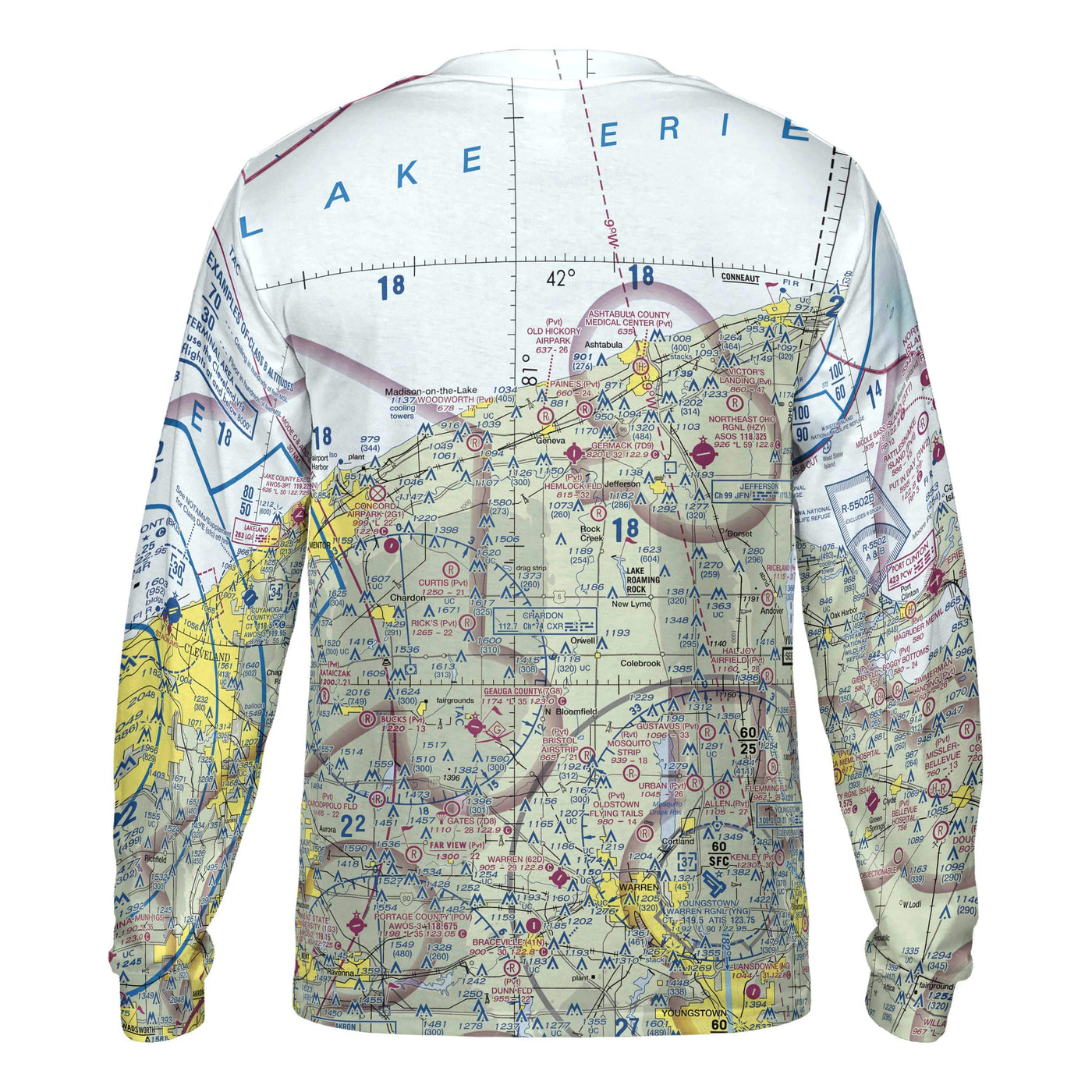 AOP Polo Shirt The Lake Erie Islands VFR Long Sleeve Crewneck Tee Shirt