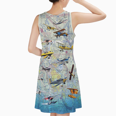 AOP Sleeveless Dress The Loves Landing Flyby Sundress