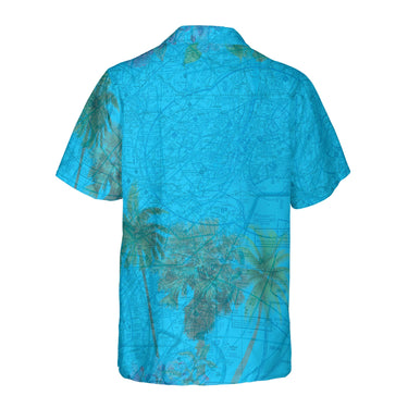 AOP Coconut Button Shirt The Newark Blue Sky with Palms Coconut Button Camp Shirt