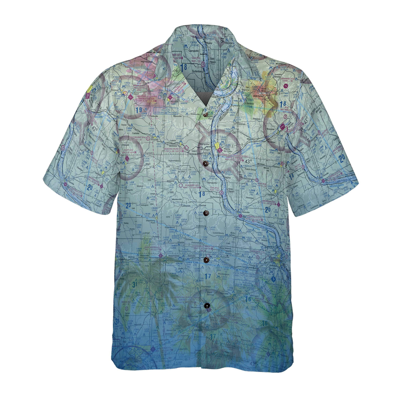 AOP Coconut Button Shirt The Prairie du Chien Tropical Palms Coconut Button Camp Shirt
