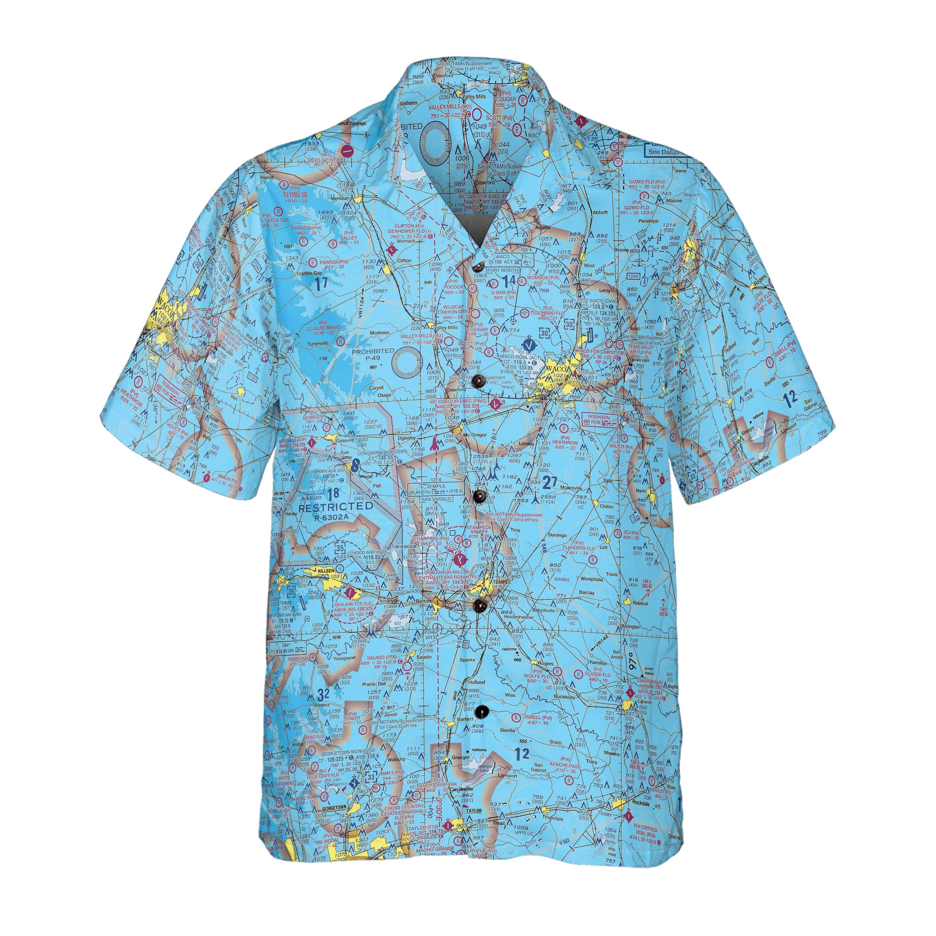 AOP Coconut Button Shirt The Sky Blue Waco VFR Coconut Button Camp Shirt