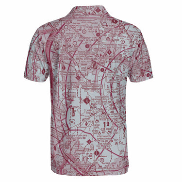 AOP Polo Shirt The West Dallas Maroon and Gray Aviator Polo