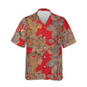 red and tan aviation-theme Hawaiian Shirt