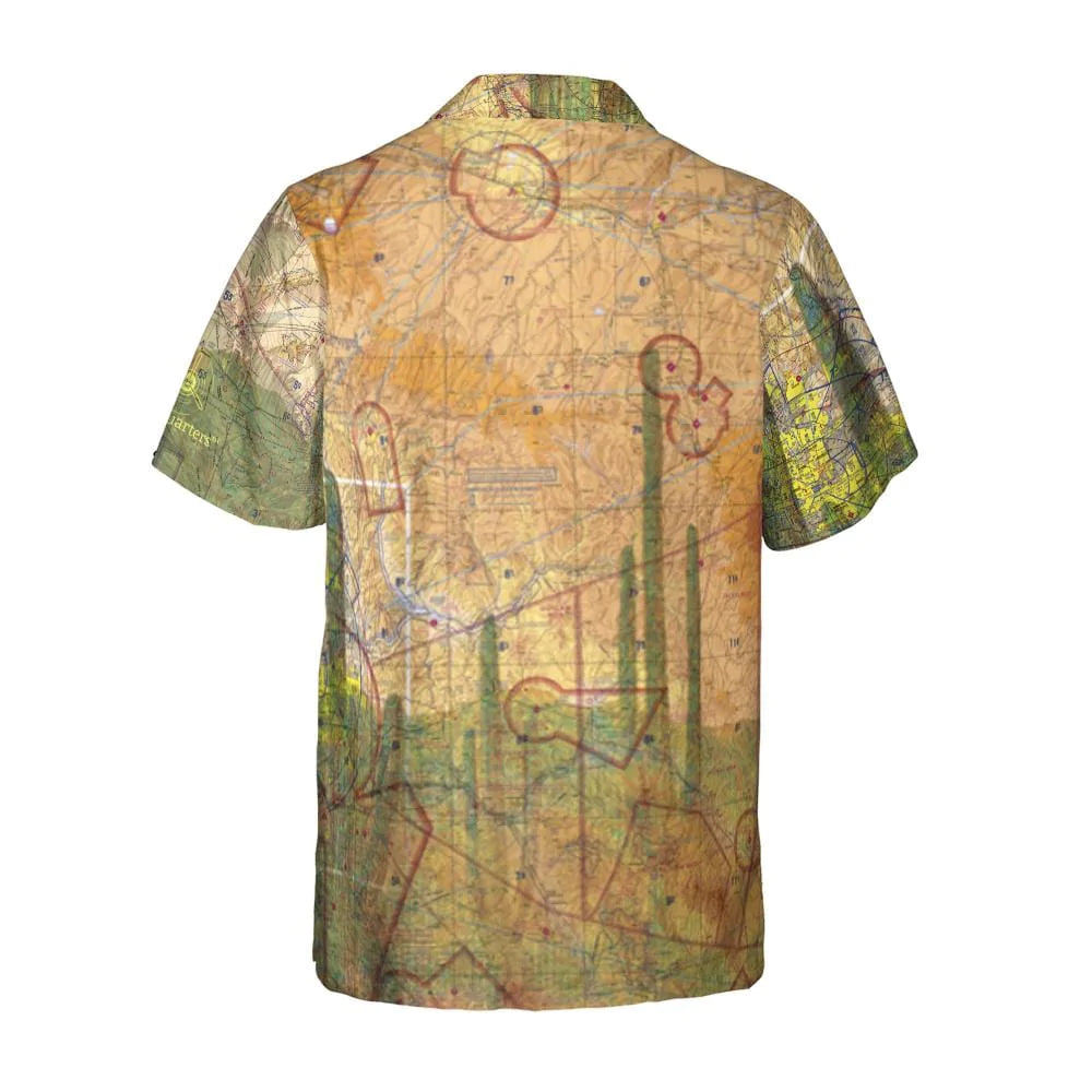 Green and tan aviation-theme Hawaiian Shirt