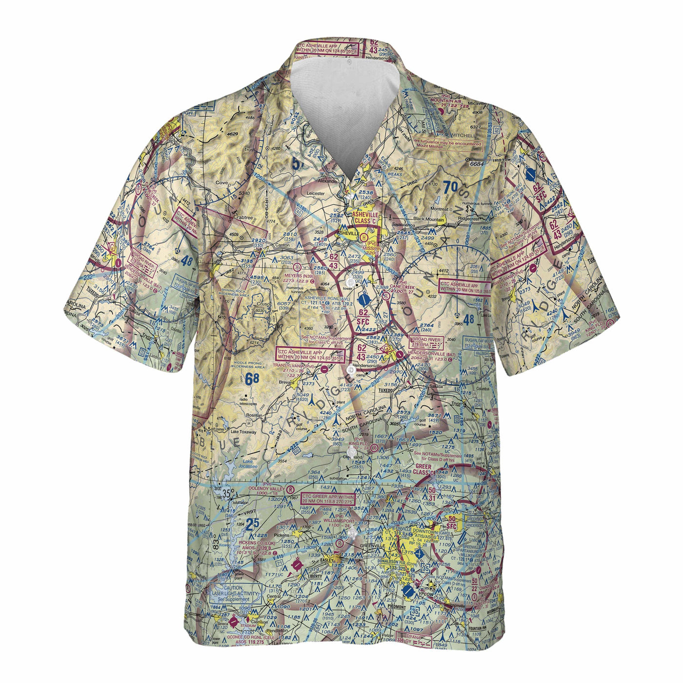 AOP Pocket Hawaiian Shirt The Blue Ridge Mountains Aviator Pocket Camp Shirt