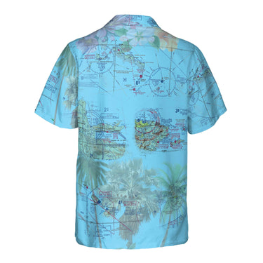 AOP Pocket Hawaiian Shirt The Caribbean and  Leeward Islands Blue Sky with Palms Pocket Shirt