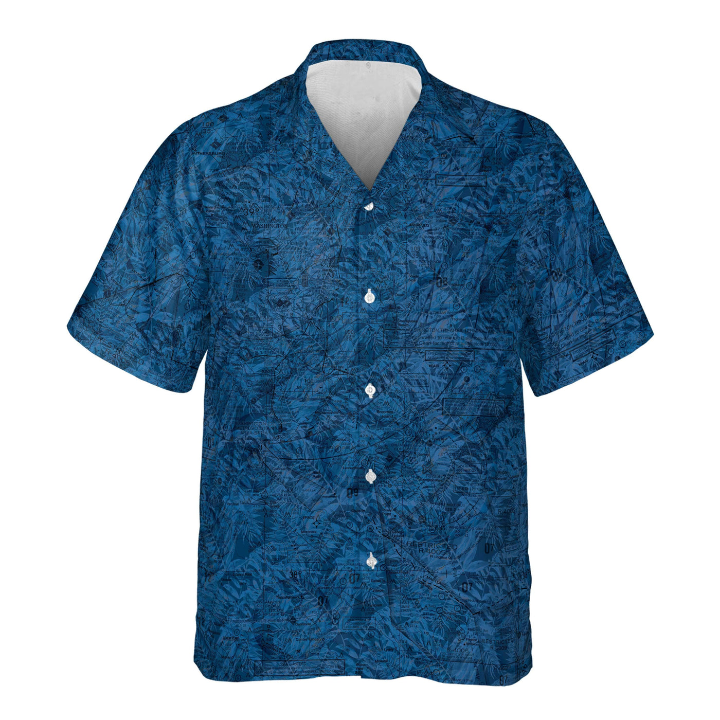 AOP Hawaiian Shirt The Chesapeake Bay Blue Tropics Pocket Camp Shirt
