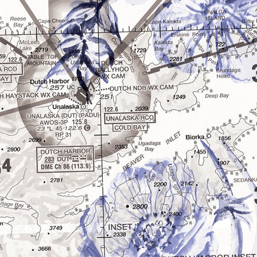 swatch from White aviation-theme women's polo shirt with purple floral pattern