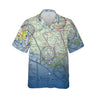 Florida coast aviation chart pattern on men's Hawaiian shirt