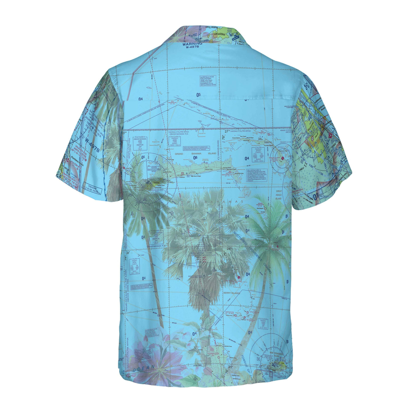 AOP Coconut Button Shirt The Florida to Bahamas Blue Sky with Palms Coconut Button Camp Shirt