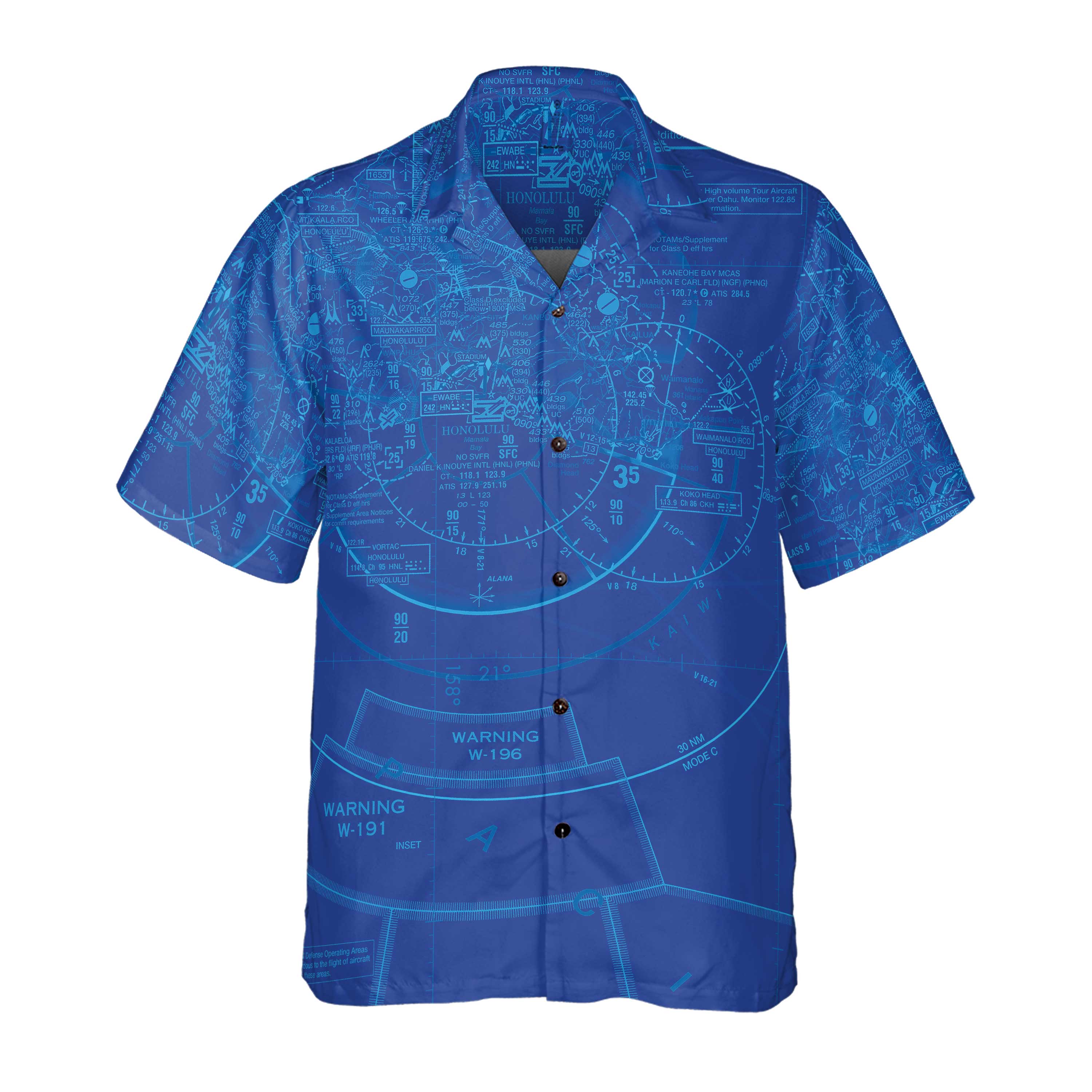 AOP Custom Regular Fit Hawaii Shirt The Honolulu Electric Blue Coconut Button Camp Shirt