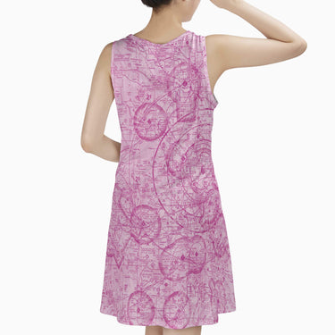 AOP Sleeveless Dress The Kansas City Pink Tropical Sundress