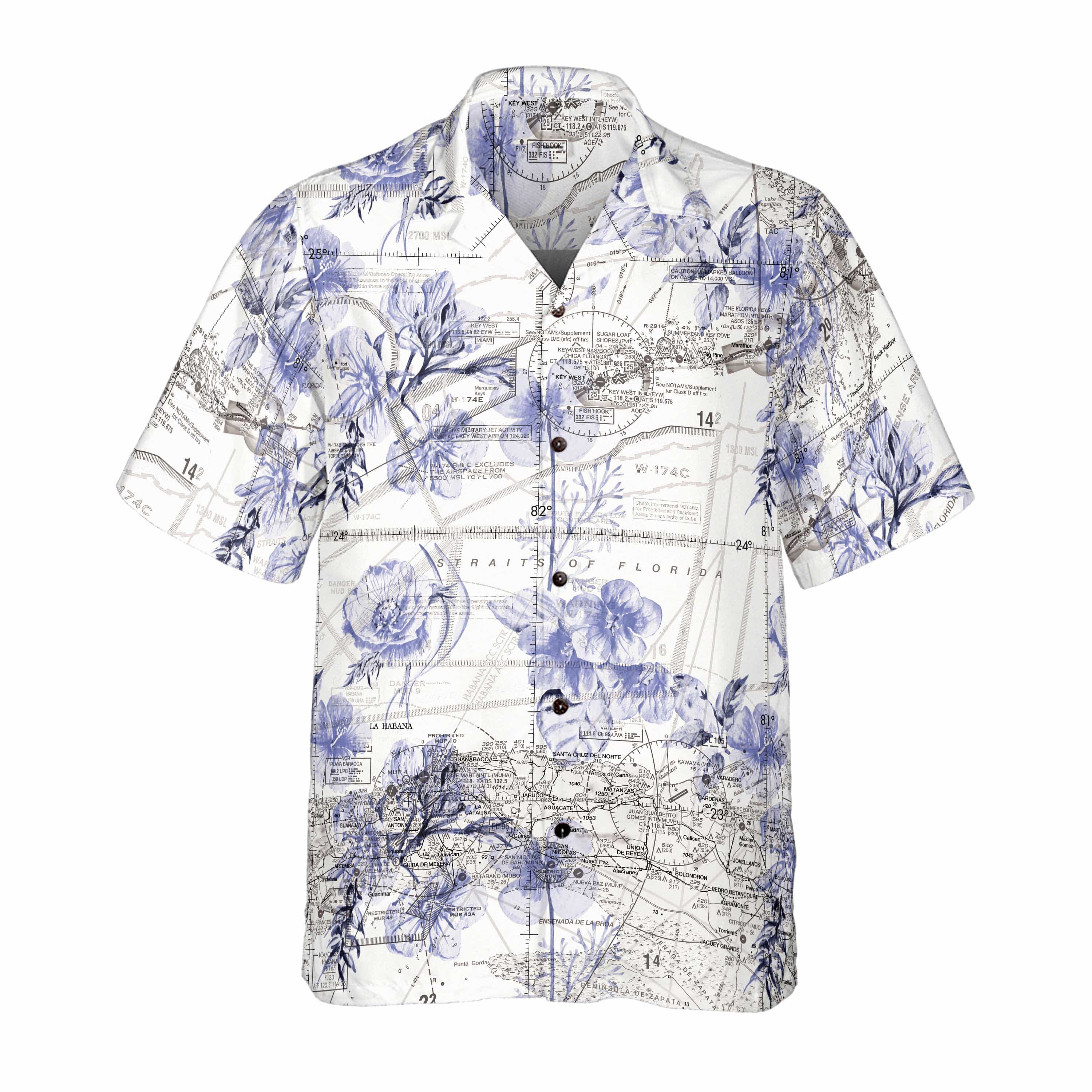 AOP Coconut Button Shirt The Key West Purple Blossoms Coconut Button Camp Shirt