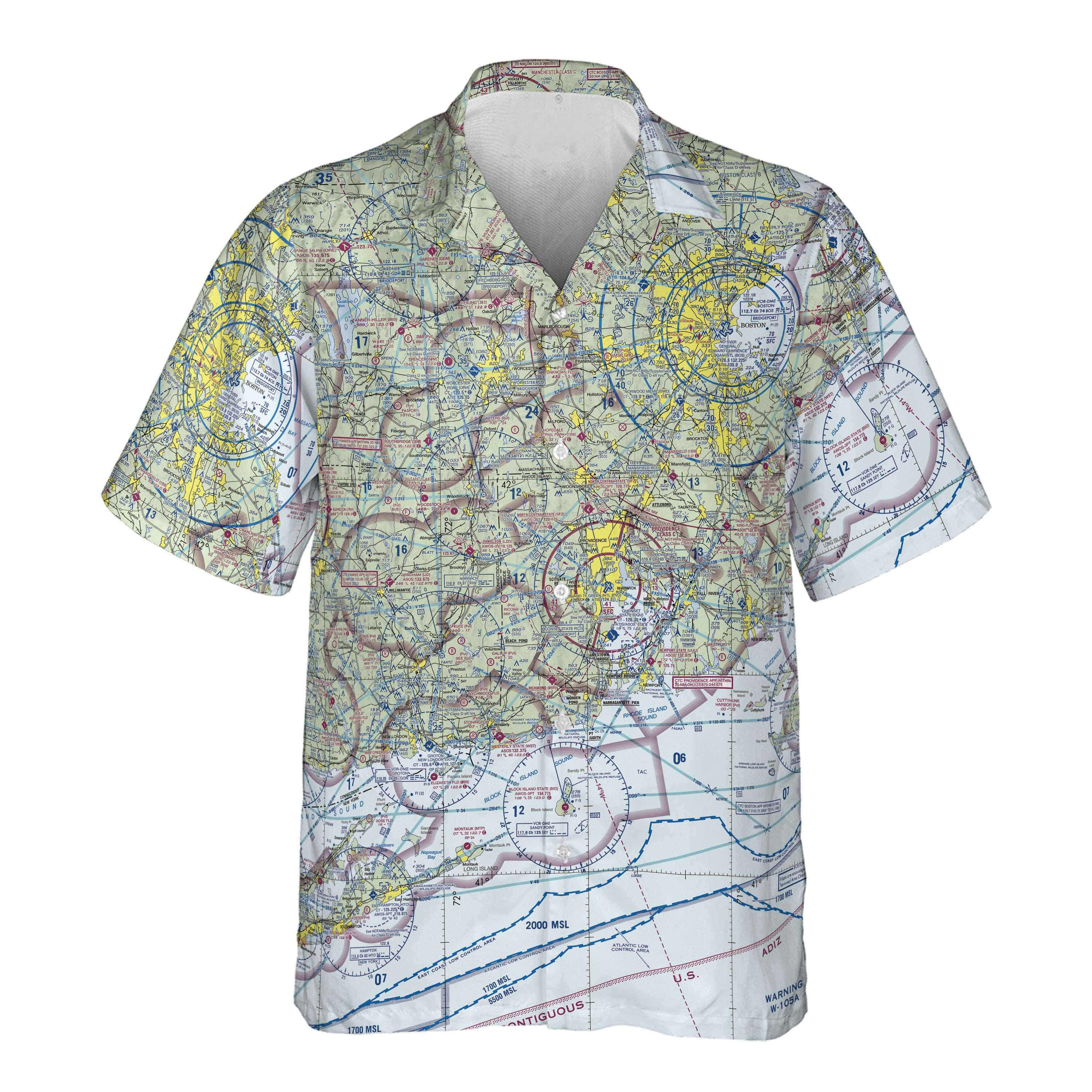 AOP Pocket Hawaiian Shirt The Long Island and Block Island Sounds Pocket Camp Shirt