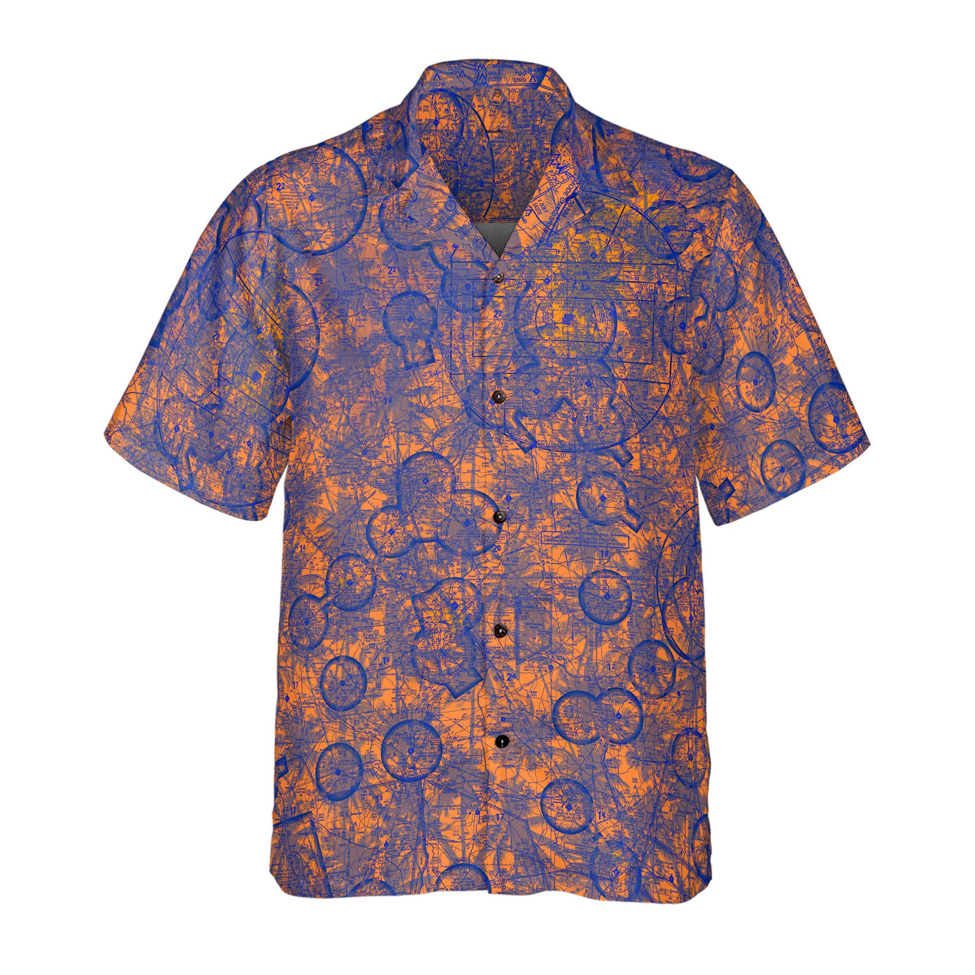 AOP Coconut Button Shirt The Palms in Orange and Blue Atlanta to Auburn VFR Coconut Button Camp Shirt