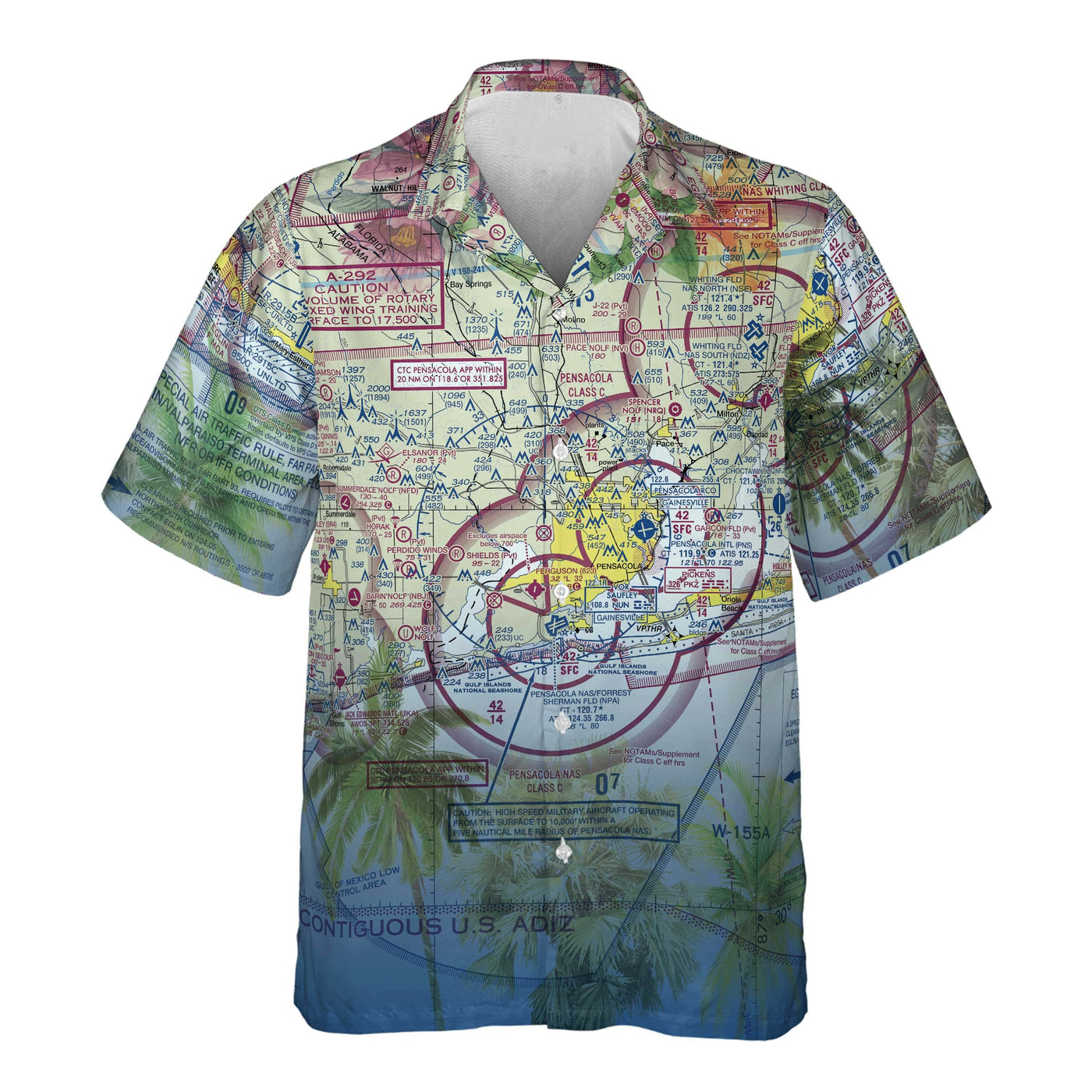 AOP Hawaiian Shirt The Pensacola Palms VFR Pocket Camp Shirt