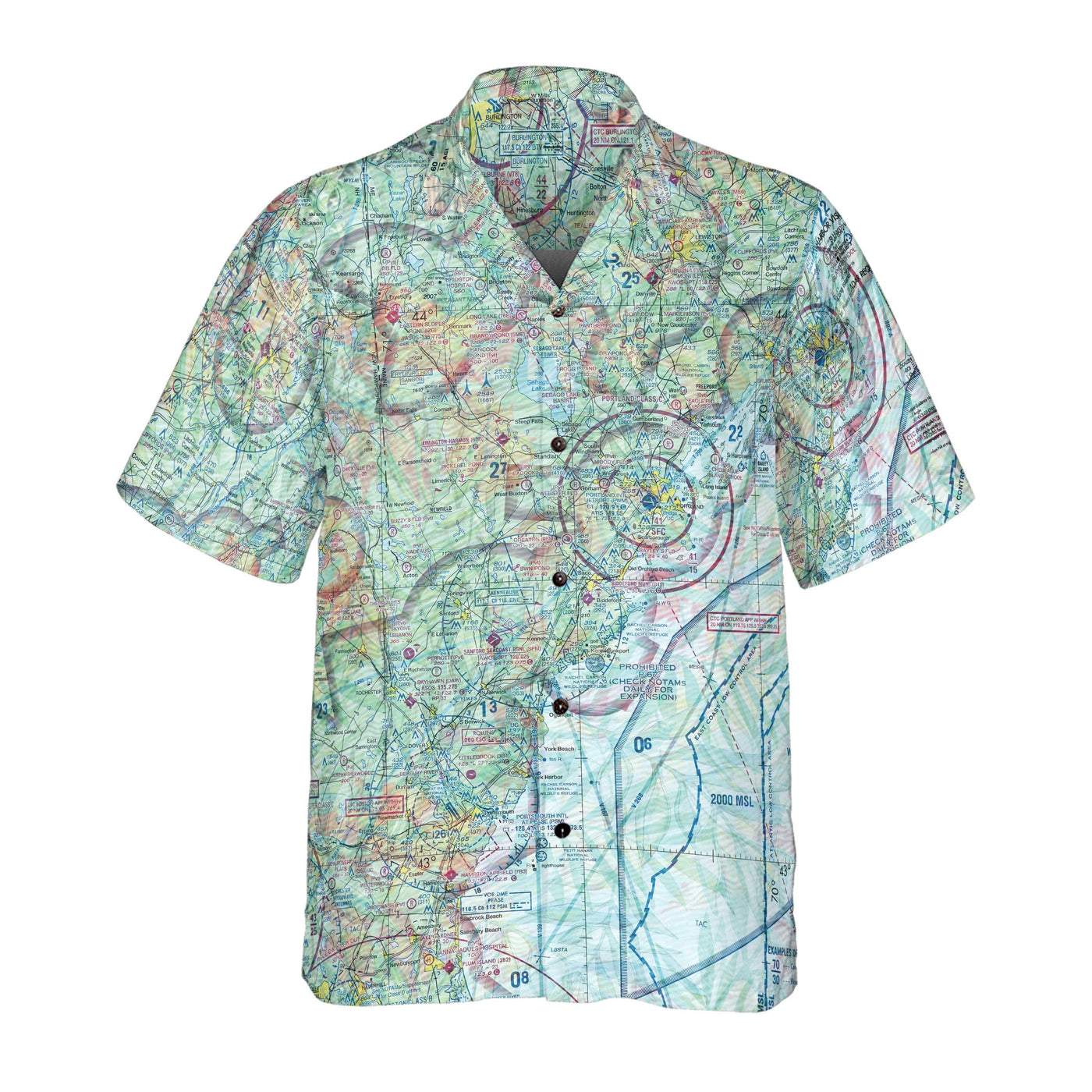 AOP Pocket Hawaiian Shirt The Portland Harbor Visual Coconut Button Camp Shirt