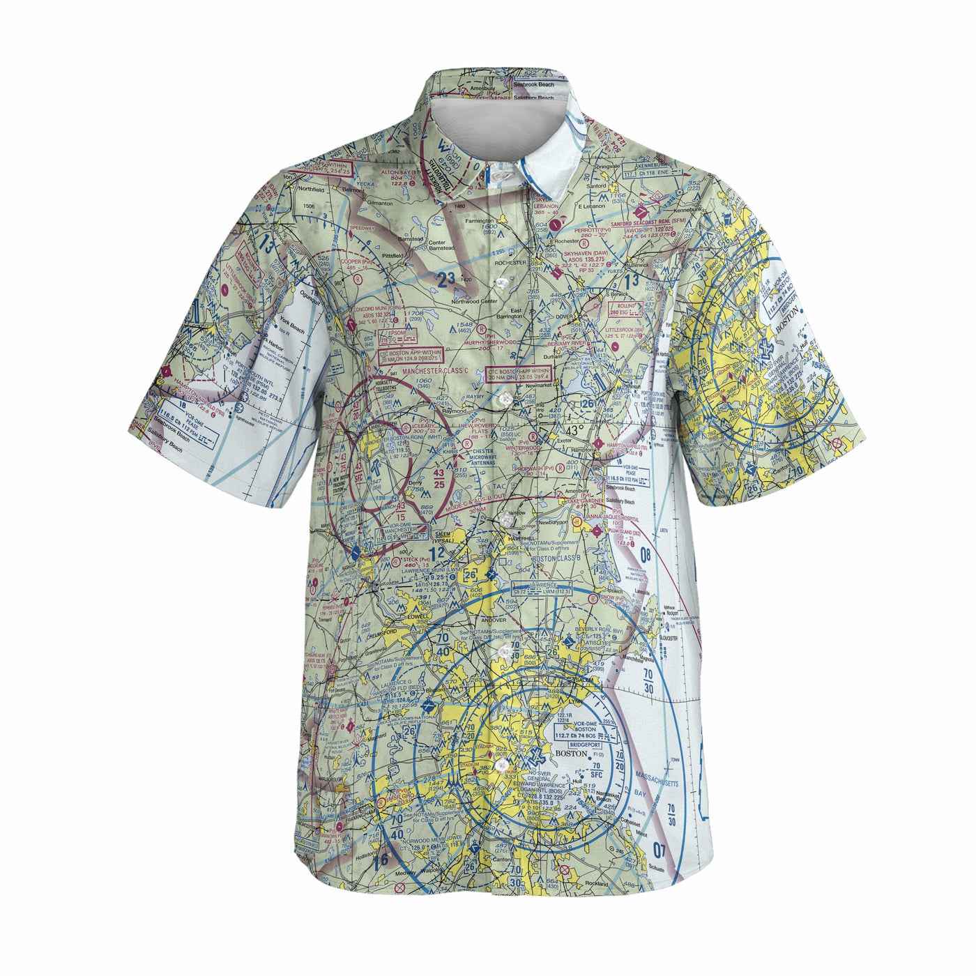AOP Button Down Shirt CBSH The Portsmouth to Boston Coastal Flight Button Up Shirt