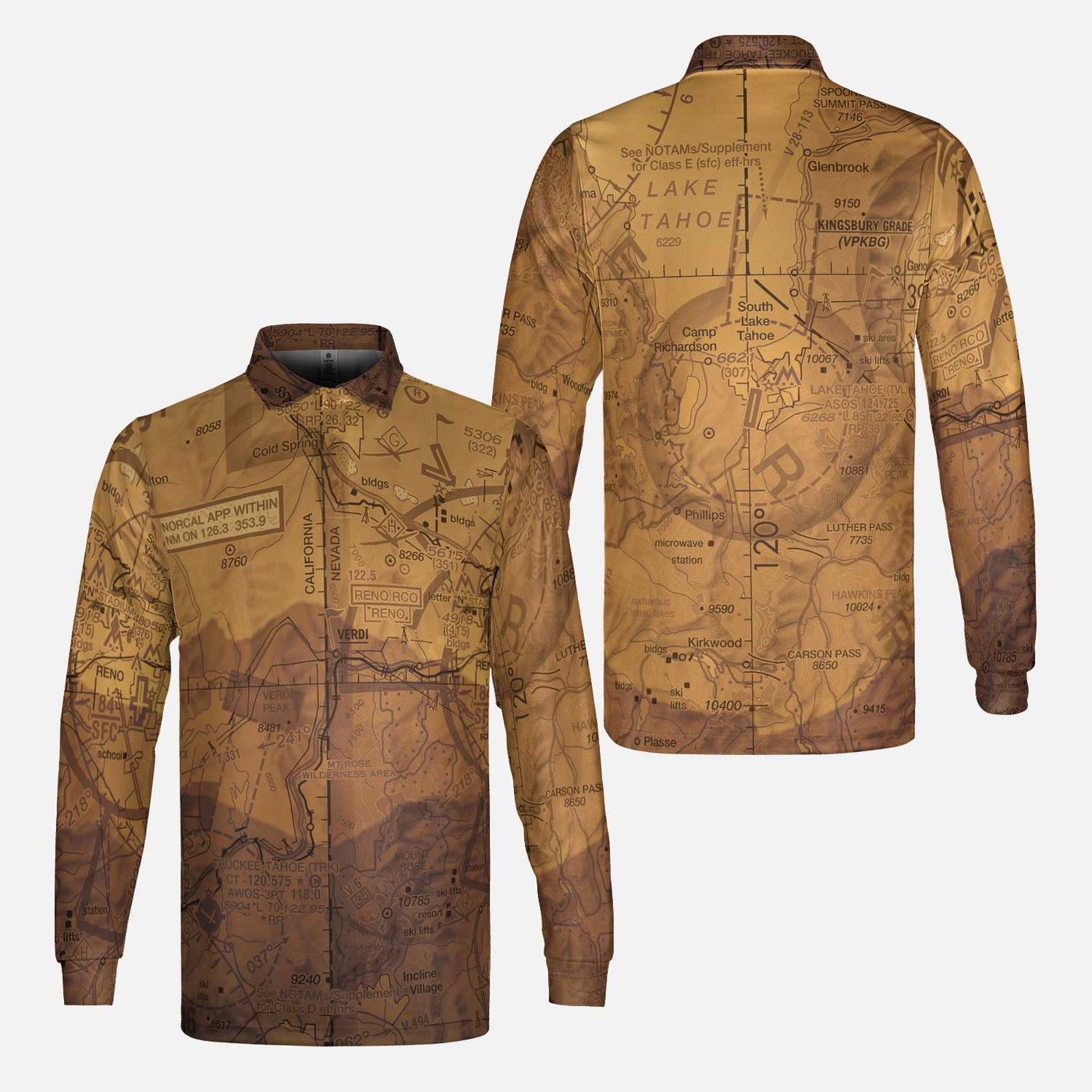 AOP Long Sleeve Polo Shirt The Reno Mountain Long Sleeve Polo Shirt