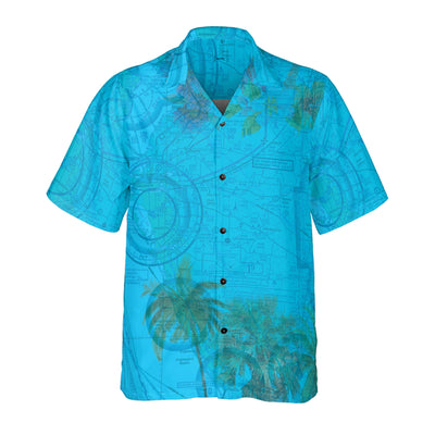 AOP Coconut Button Shirt The Sarasota Blue Sky with Palms Coconut Button Camp Shirt