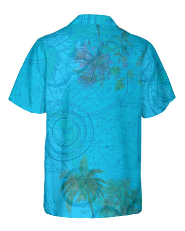AOP Coconut Button Shirt The Sarasota Blue Sky with Palms Coconut Button Camp Shirt