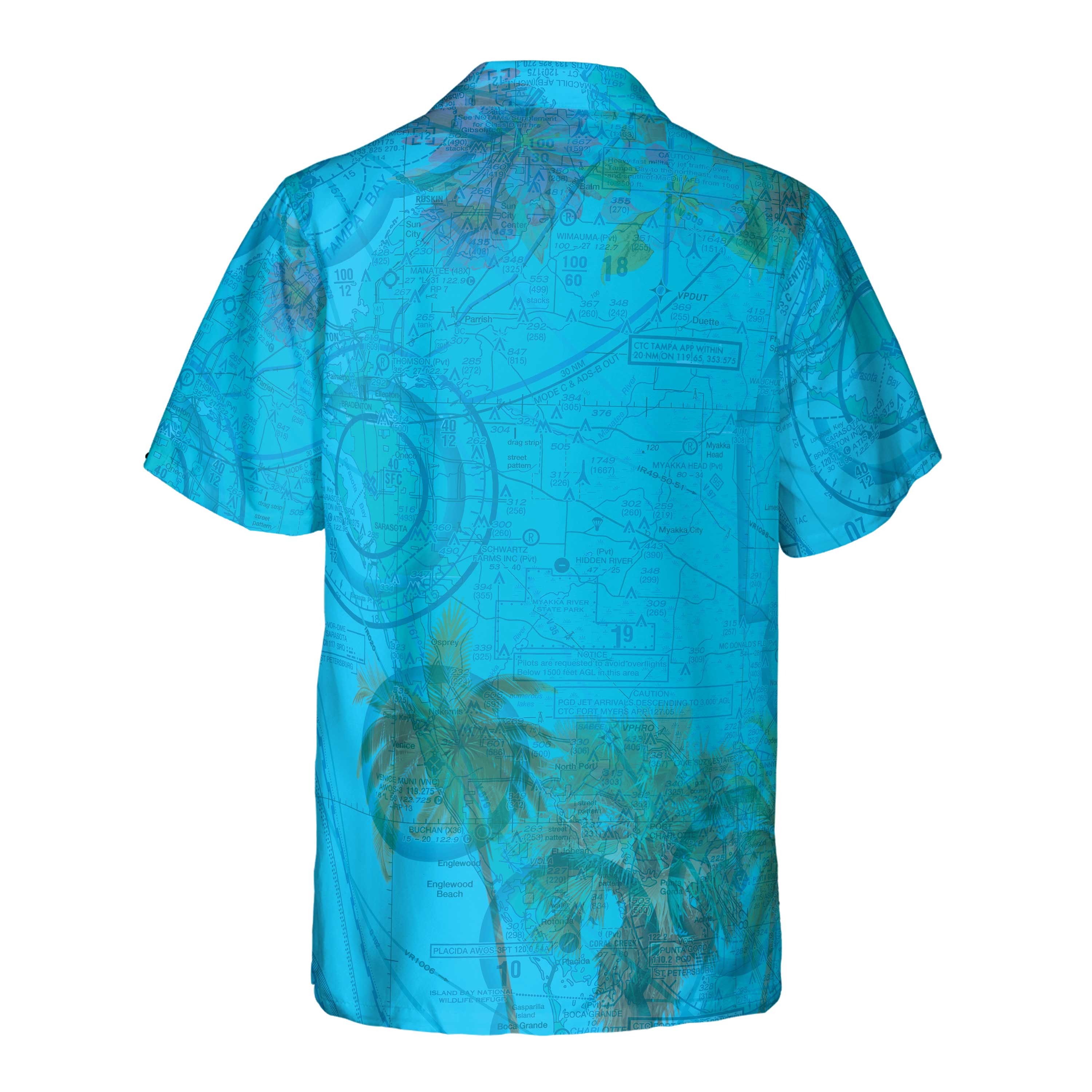 AOP Hawaiian Shirt The Sarasota Blue Sky with Palms Pocket Shirt