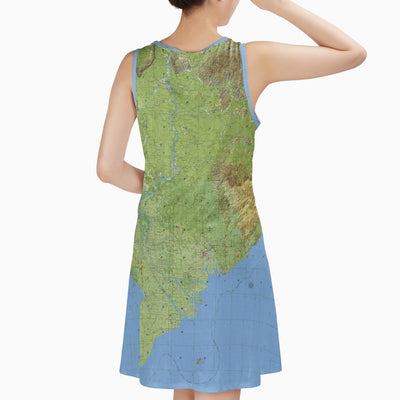 AOP Sleeveless Dress The South Vietnam Tactical Chart Sundress
