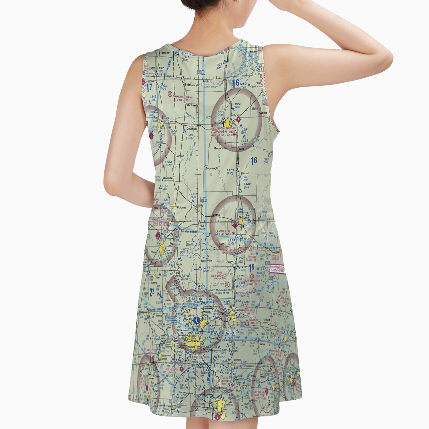 AOP Sleeveless Dress The Tulsa Flight Above Sundress