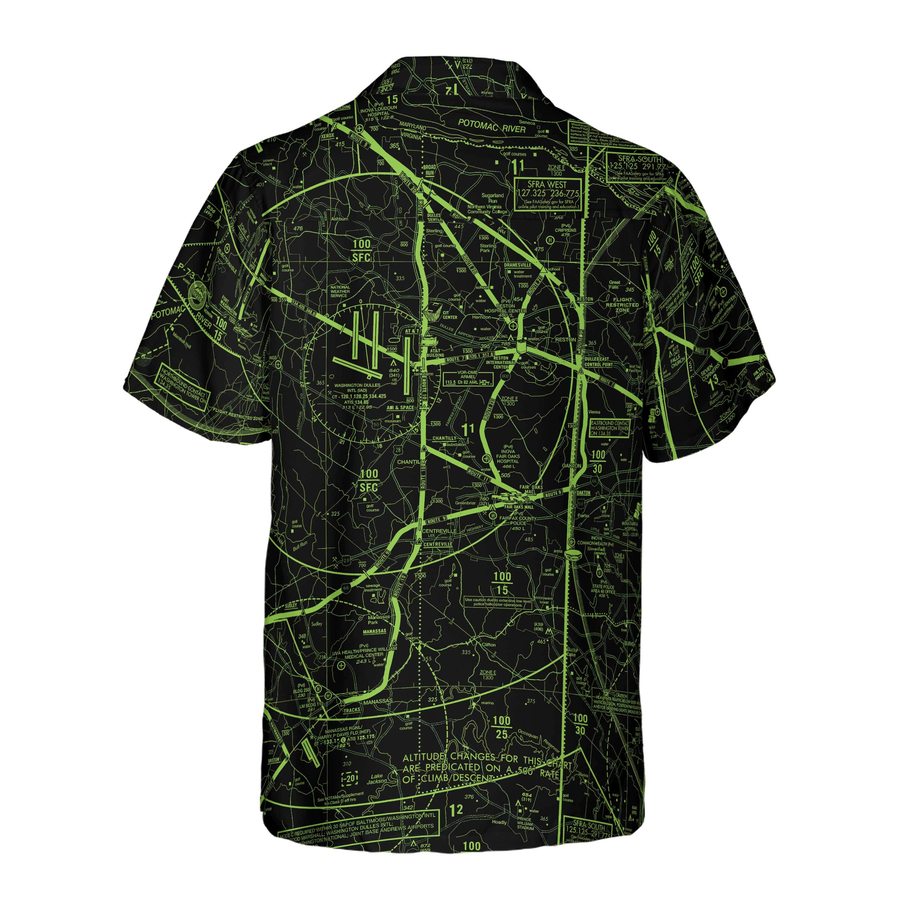 AOP Coconut Button Shirt The Washington DC Helicopter Chart Night Vision Green Coconut Button Camp Shirt