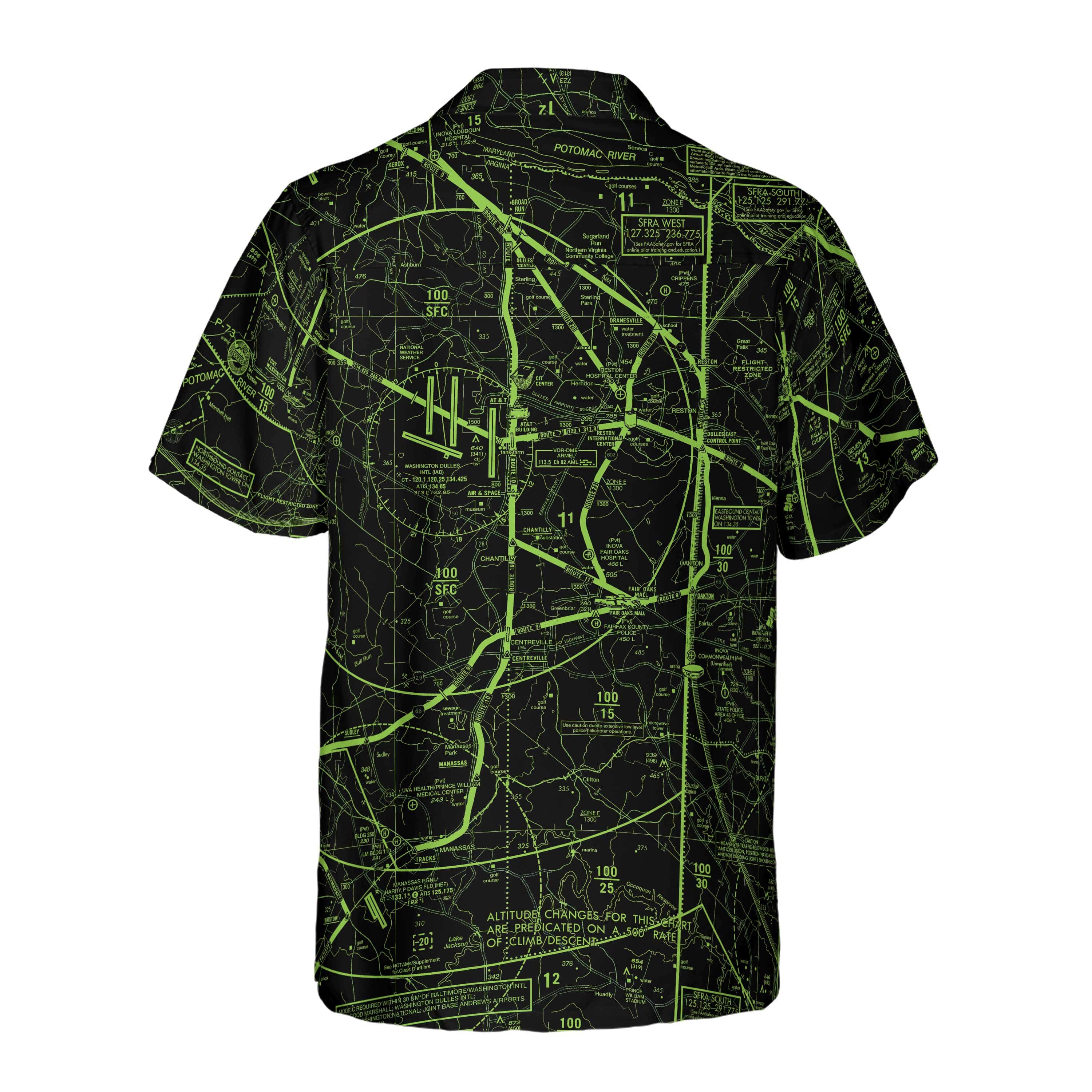 The Washington DC Helicopter Chart Night Vision Green Coconut Button C